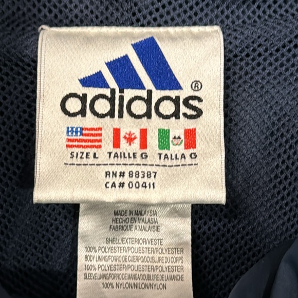 ADIDAS 90’s Vintage Jacket 1/2 Zipper Pullover With Hood Navy Size Large EUC - Picture 9 of 10